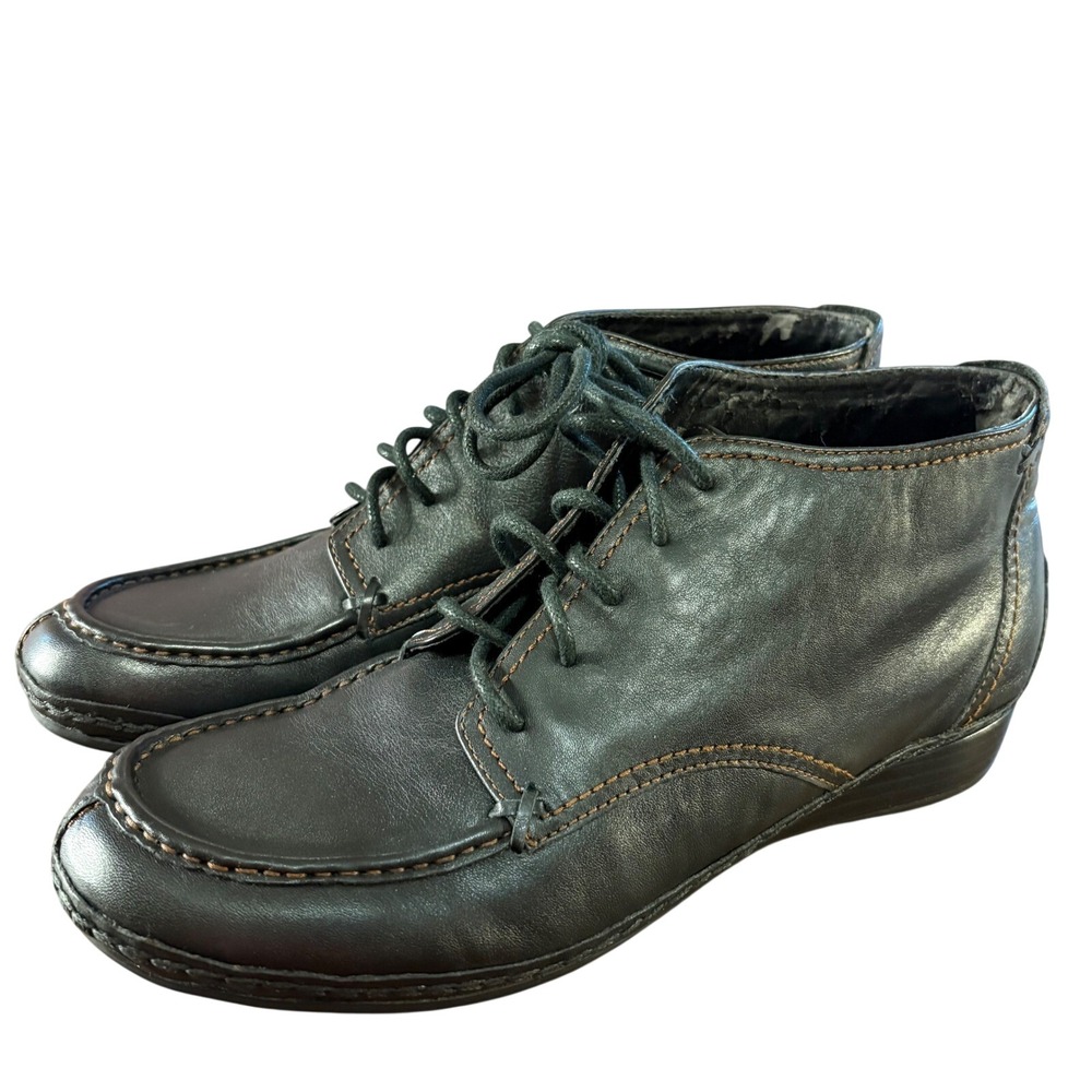 Naturalizer Castile Ankle Boots Womens 8M Black Leather Good Lace Up N5 Comfort